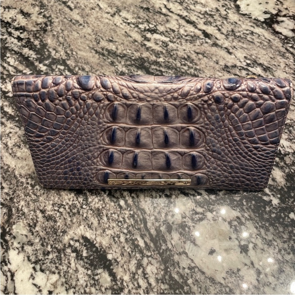 Brahmin Purple Croc-Embossed Leather Clutch